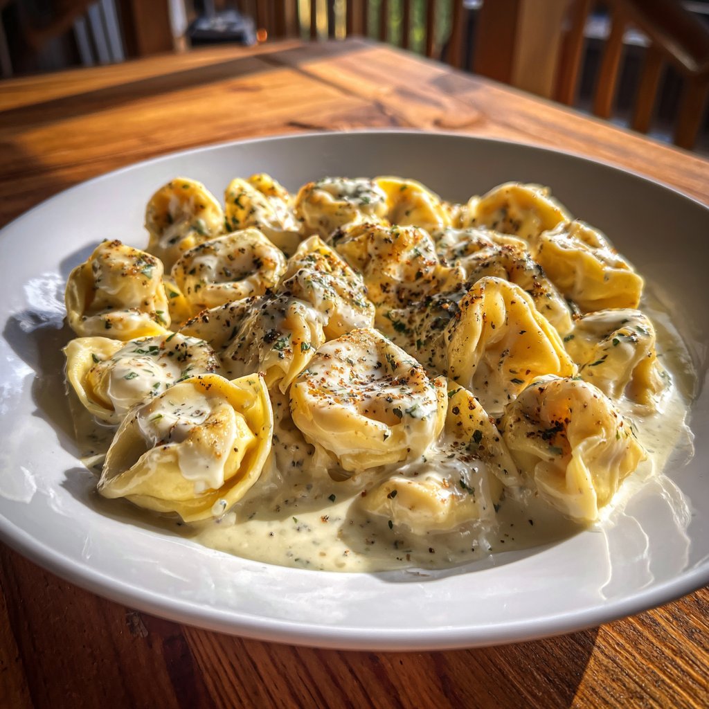 One Pot Creamy Garlic Tortellini Alfredo