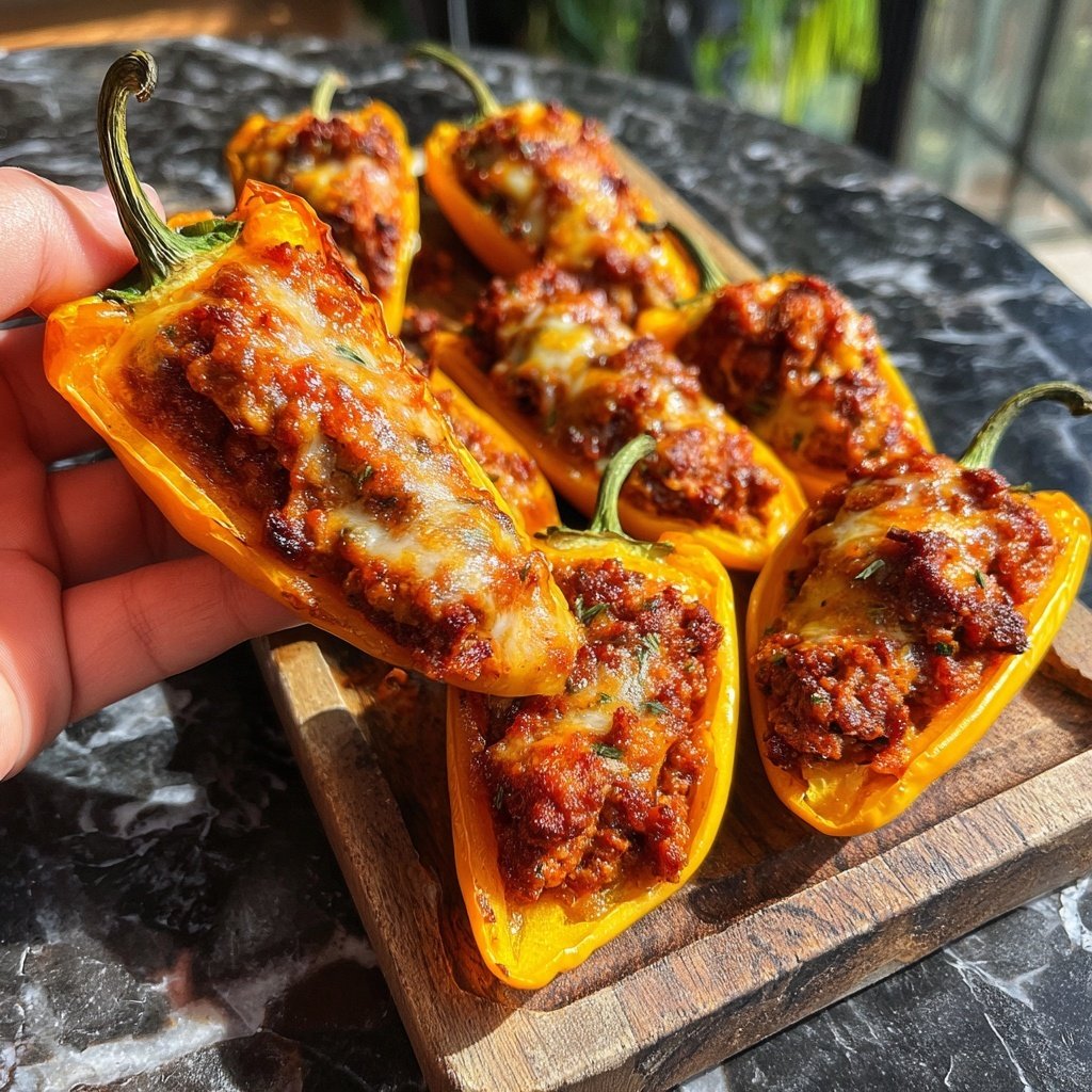 Spicy Chorizo Stuffed Mini Peppers