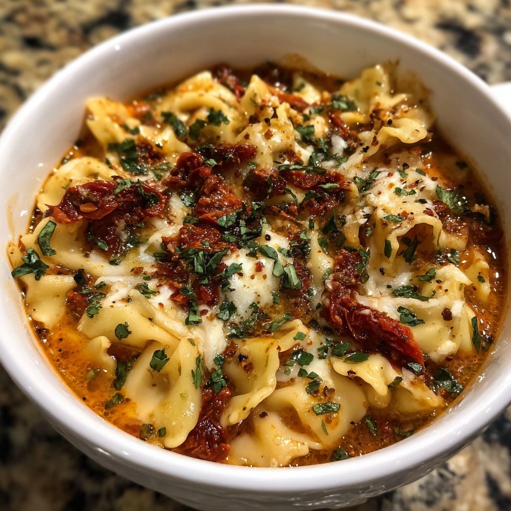 Creamy Dried Tomato Lasagna Soup