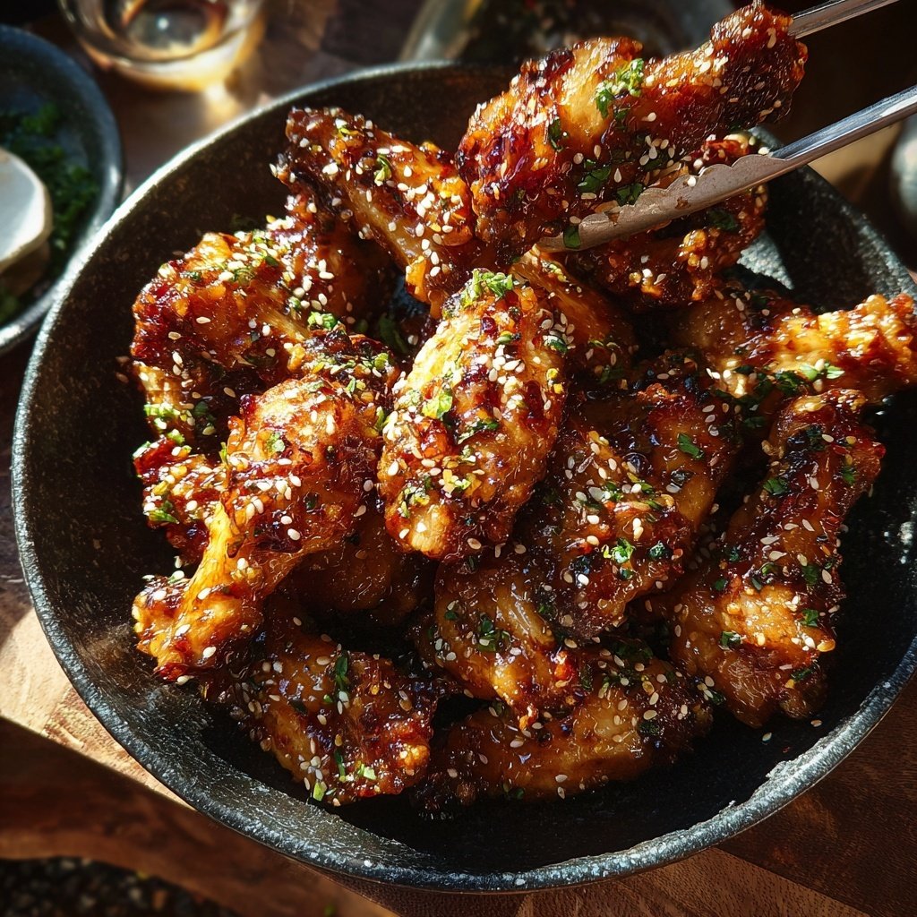 Tamarind Glazed Chicken Wings with Sesame