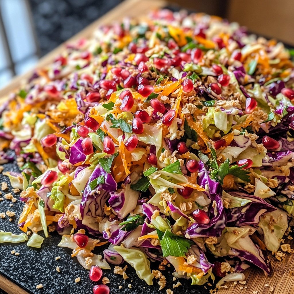 Orange Red Cabbage Salad with Pomegranate Seeds