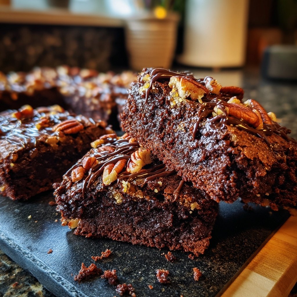 Sourdough Discard Brownies with Pecan Topping