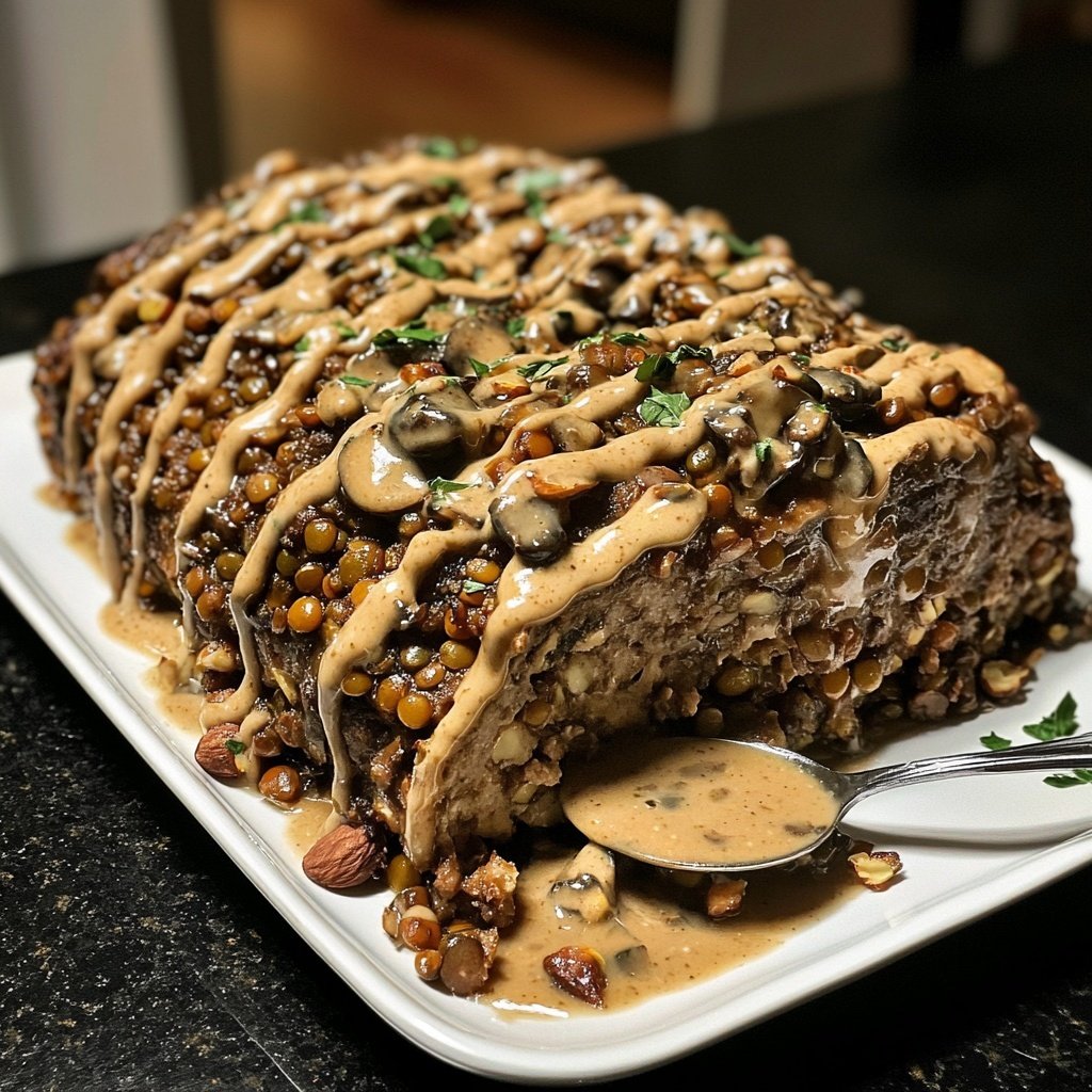 Vegetarian Nut Roast with Mushroom Cream Sauce