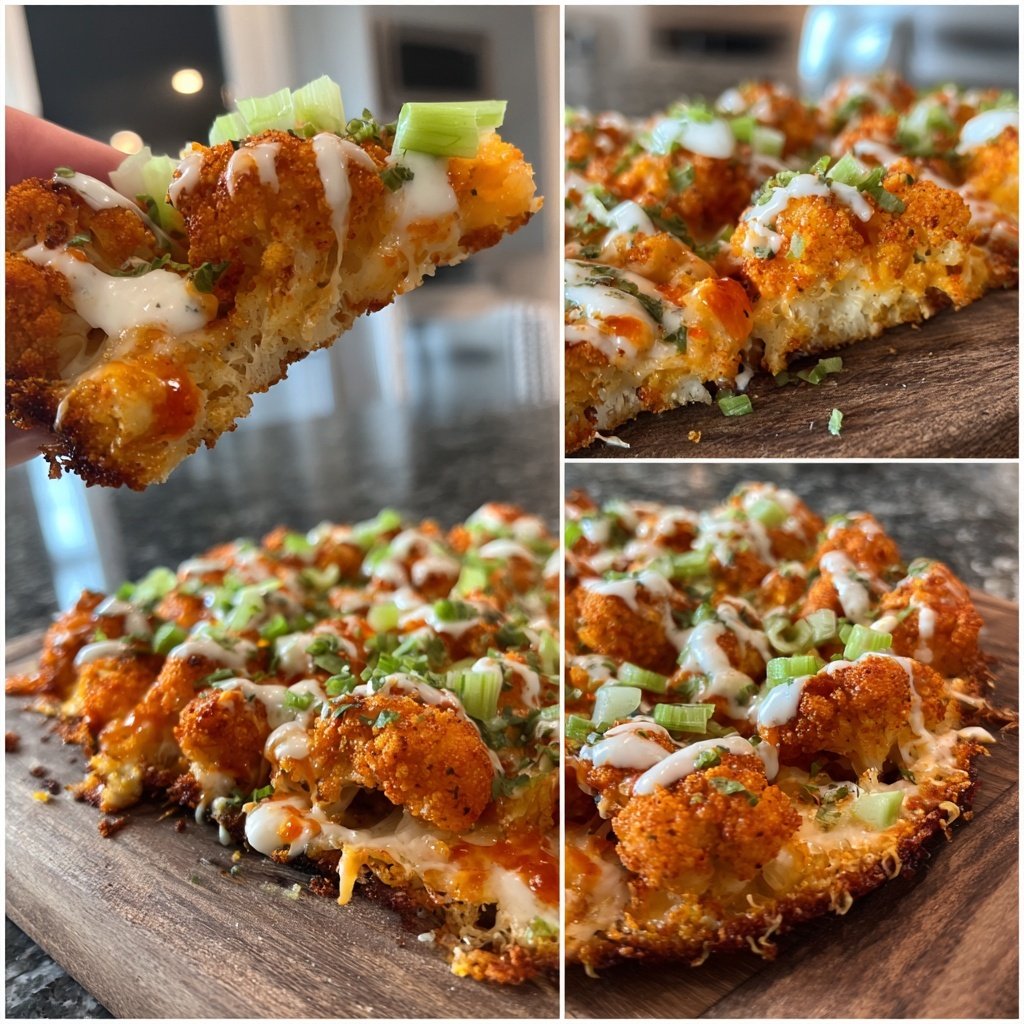 Buffalo Cauliflower Pizza Bites