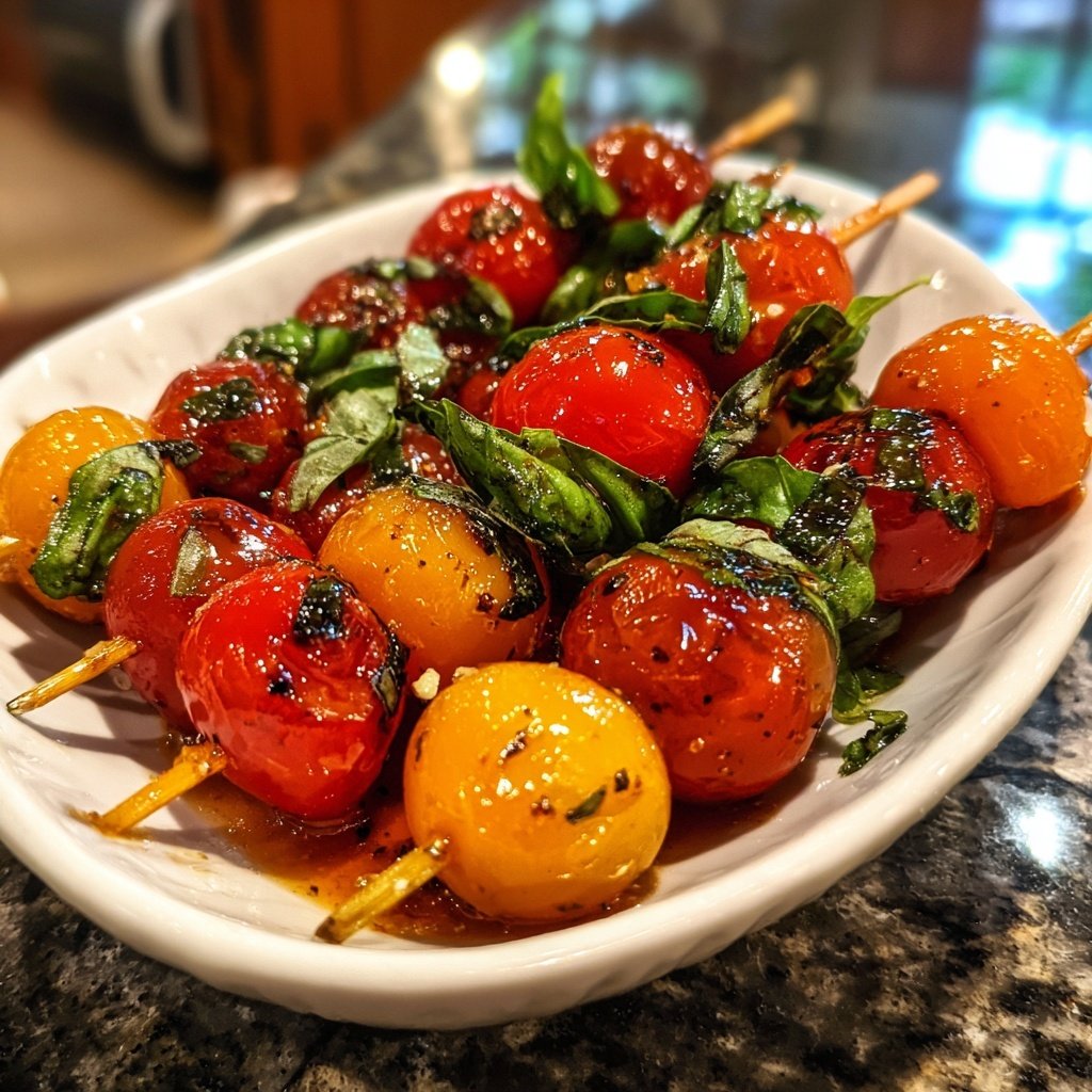 Simple Caprese Cherry Tomato Skewers