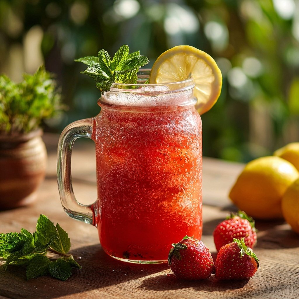 Homemade Strawberry Lemonade Fizz