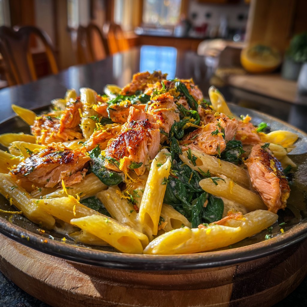 Spicy Lemon Salmon Penne