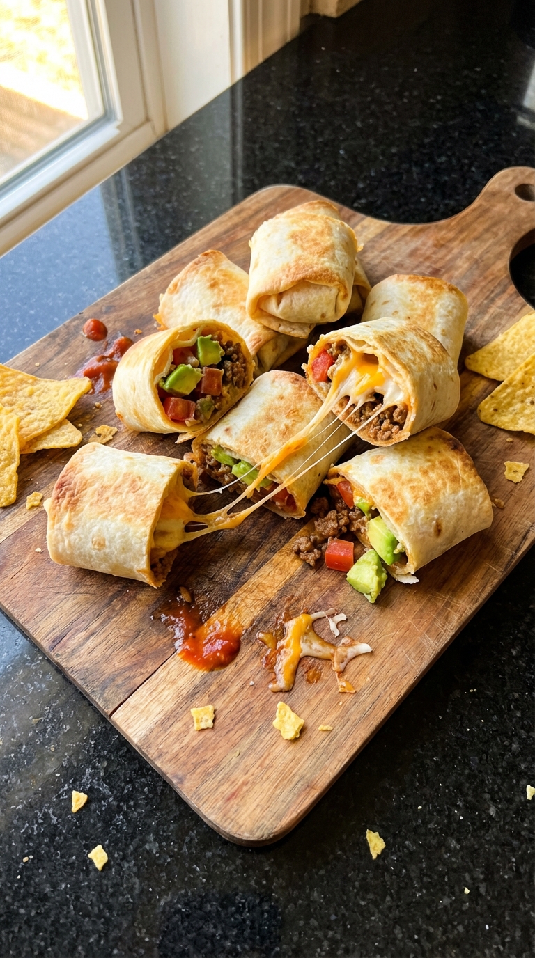 Savory Taco Pasta Wrap Bites