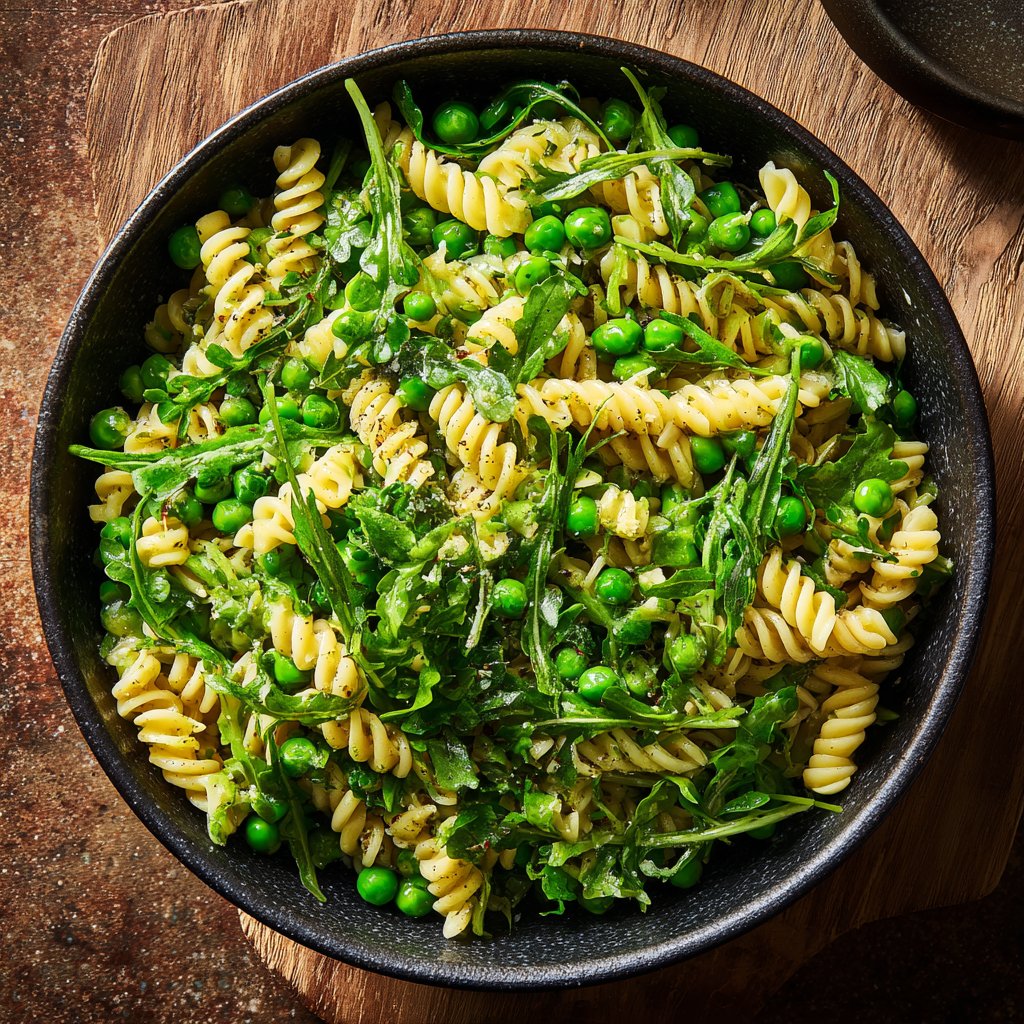 Arugula and Pea Pasta Salad