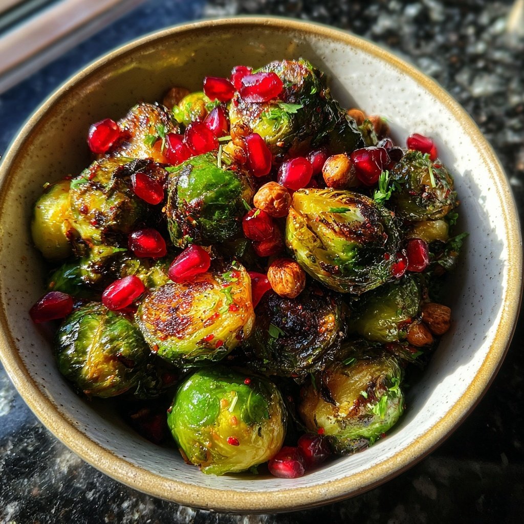 Brussels Sprouts with Pomegranate Hazelnuts