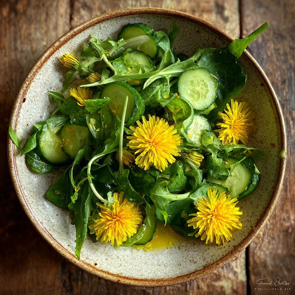 Cucumber Dandelion Salad Refreshment